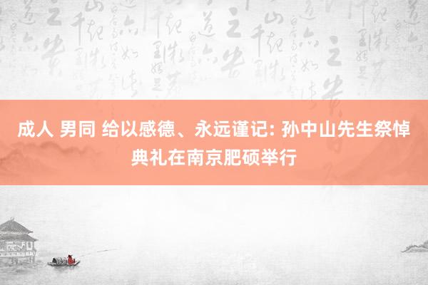 成人 男同 给以感德、永远谨记: 孙中山先生祭悼典礼在南京肥硕举行