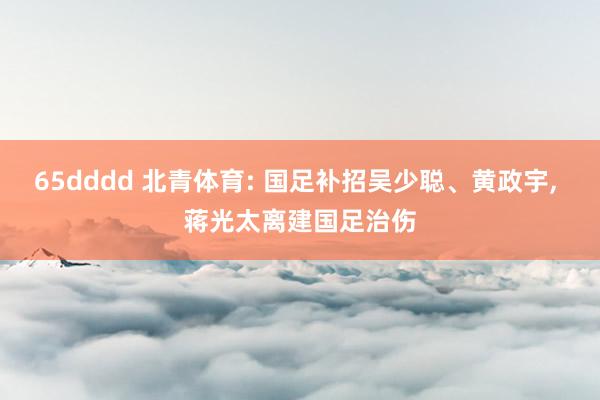65dddd 北青体育: 国足补招吴少聪、黄政宇， 蒋光太离建国足治伤