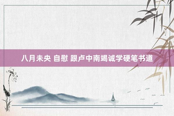 八月未央 自慰 跟卢中南竭诚学硬笔书道